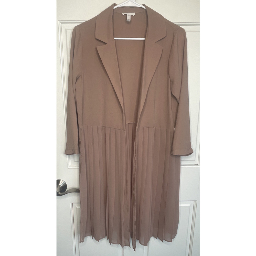 NWT Leith Women’s Pleated Duster Jacket Sz XS Open Front Lined Lt. weight Modern